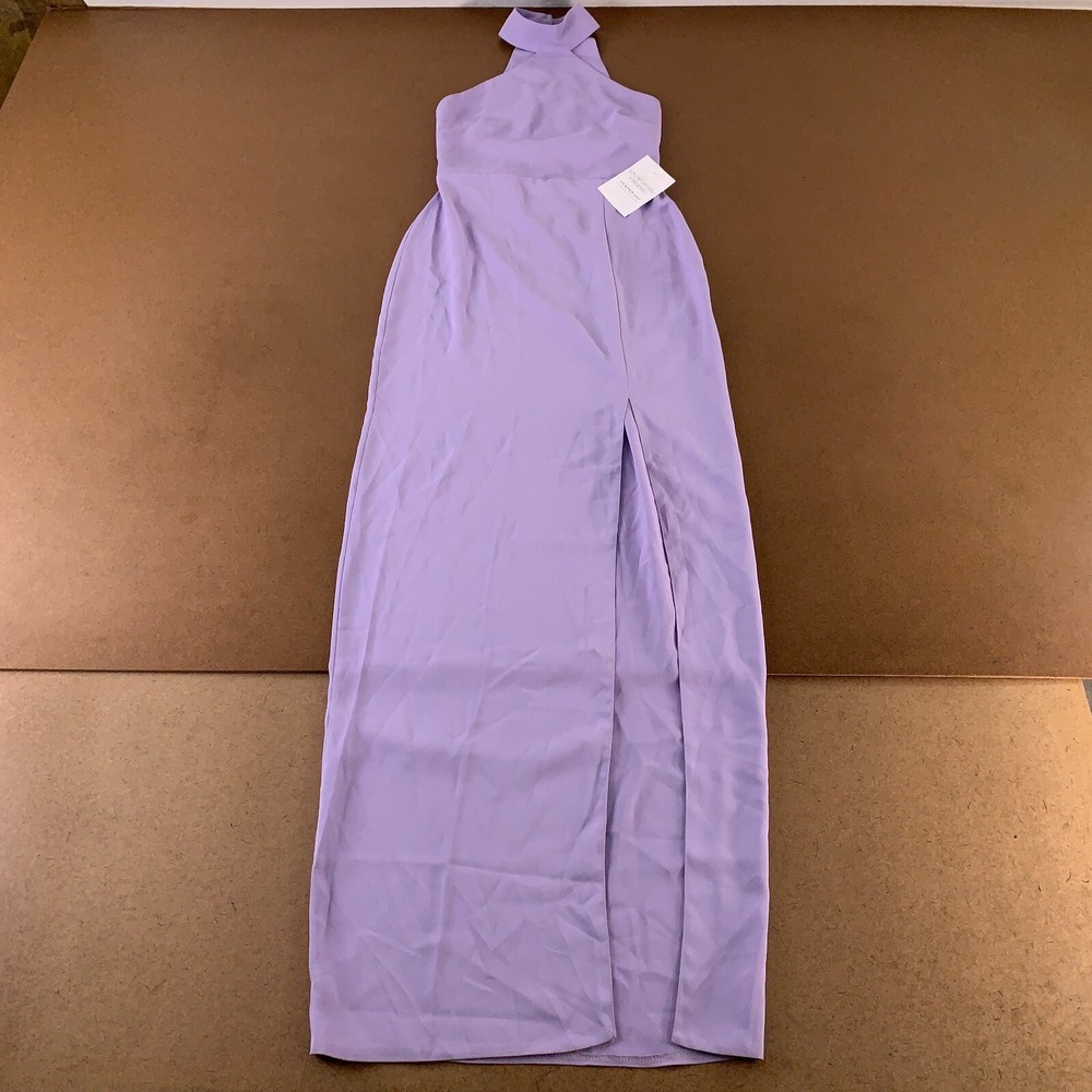 Vesper Women's Size 6 Lilac Halter Neck Side Slit Maxi Dress NWT